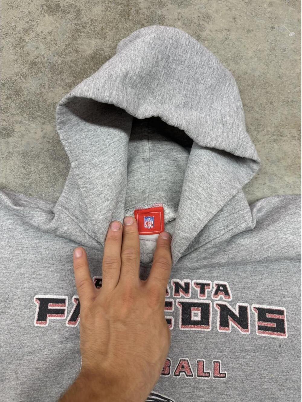 vintage atlanta falcons football grey spell out hoodie size large - Picture 3 of 3